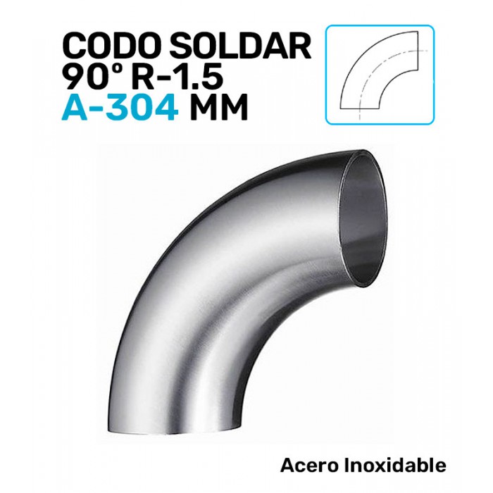 CODO A/INOX A-304 90º SOLDAR R-1.5  SERIE MILIMÉTRICA